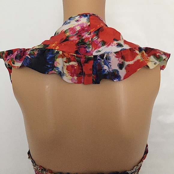 Anthropologie Postella Silk Halter Floral Dress - Picture 14 of 16